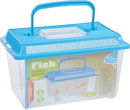 small plastic fish tank with lid
