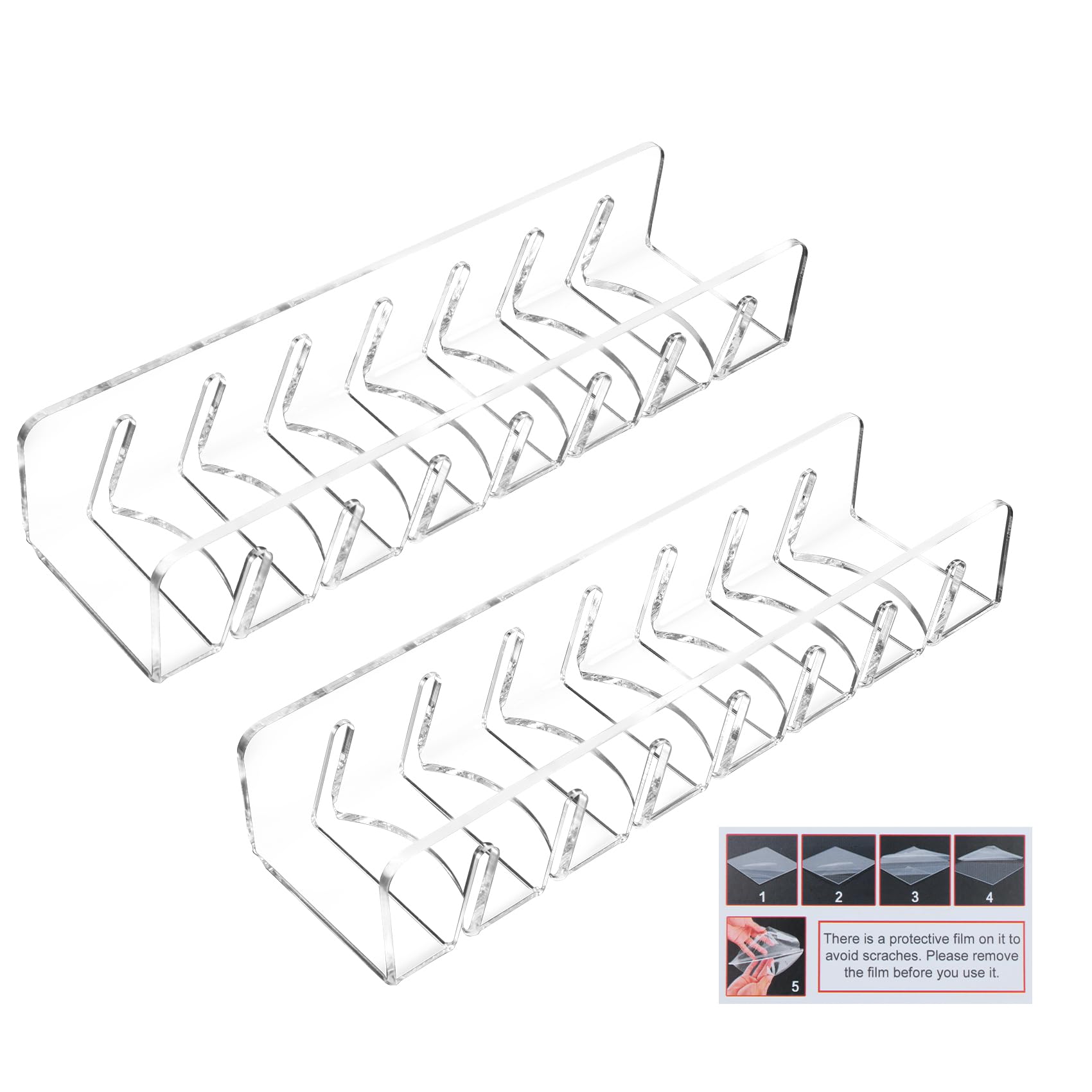 Povxlum 2 Pcs Acrylic Hat Rack, Baseball Cap Storage, Baseball Cap Holder, Hat Stand for Baseball Caps Display, Hat Organizer Shelf for Bedroom, Closet, Dresser