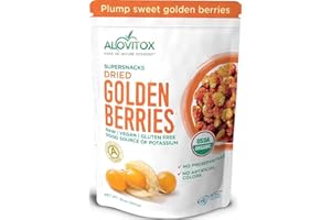 Alovitox Organic Sun Dried Golden Berries 16 oz | Raw, Vegan, Gluten Free Super Snack High in Smart Protein, Dietary Fiber, Vitamin A & C | Incan Gooseberries for Eating, Trail Mi