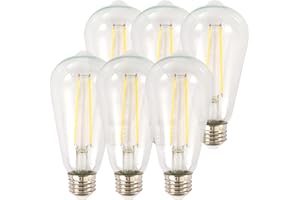 Luminus (6-Pack) ST19 LED Filament Bulb 75W Eq. (7W) 800 Lumens, 3000K Bright White, 15000 Hours, Dimmable Glass Edison LED B