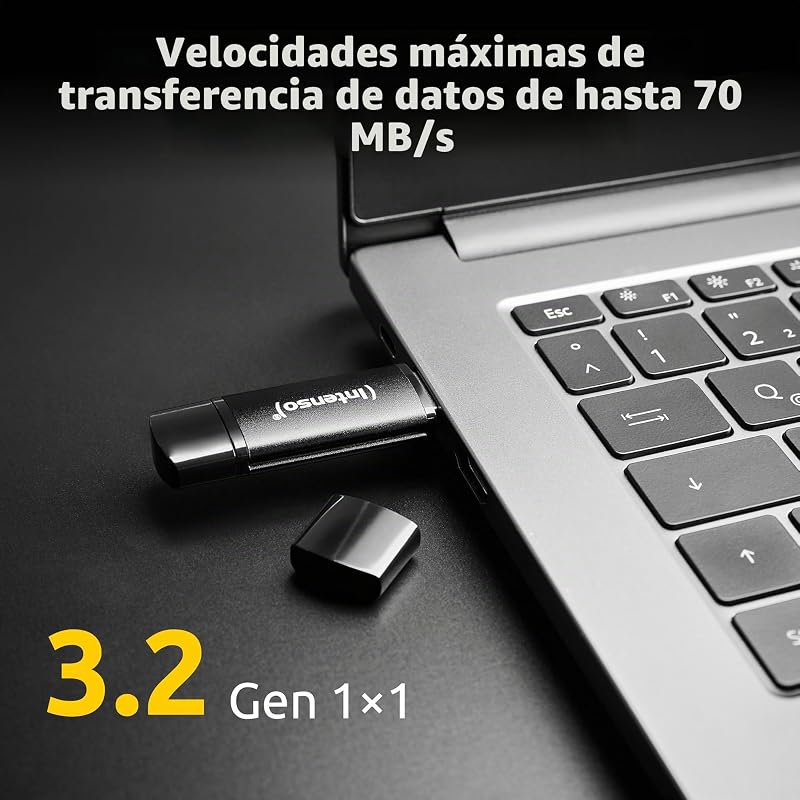 Flex Line - 128 GB de memória dupla USB, 3.2 Gen 1x1 com USB-C e USB-A para smartphone, tablet, portátil e PC, 70 MB/s, cor preta