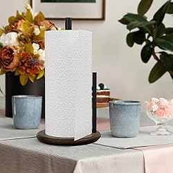 Paper Towel Holder Countertop with Real Wood Round