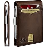 Zitahli Genuine Leather Wallet for Men 12 Card Slim Mens Wallets Bifold RFID Blocking with Money Clip & ID Window Thin Minimalist Card Holder Wallet with Gift Box