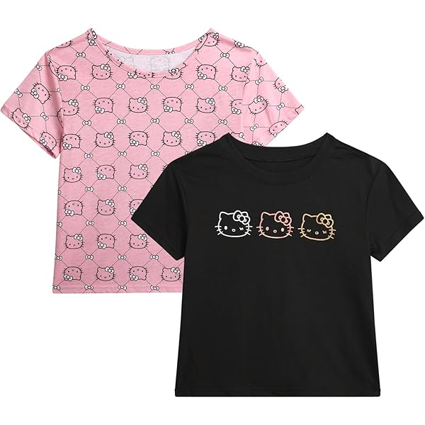 Amazon.com: Hello Kitty Girls Shirts - Short Sleeve Cute