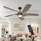 ANPrime 60 Inch Ceiling Fans with Lights and Remote,5 Blades Large Walnut Ceiling Fan, Outdoor Ceiling Fan with 6 Speeds,Reversible DC Motor, Timer for Living Room, Farmhouse, Patio(MBK/GWO)