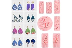 MBAIYO Leaves Clay Stamps, 7 Shapes for Polymer Clay Jewelry Making, Leaf and Plant Molds with PLA, Work with Spring Polymer Clay Cutter for Cutters Press Stamps for Earrings DIY Jewelry Making Craft