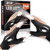 BIIB Gifts for Men LED Flashlight Gloves, Mens Gifts for Dad Him Boyfriend Husband, Birthday Anniversary Dad Gift for Men Who