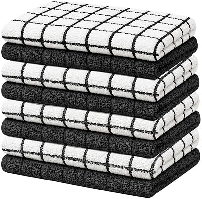 8 paños de cocina, negro, 4 cajas pequeñas teñidas y 4 sólidos, 1 libra/docena, 12 pulgadas x 12 pulgadas (negro)