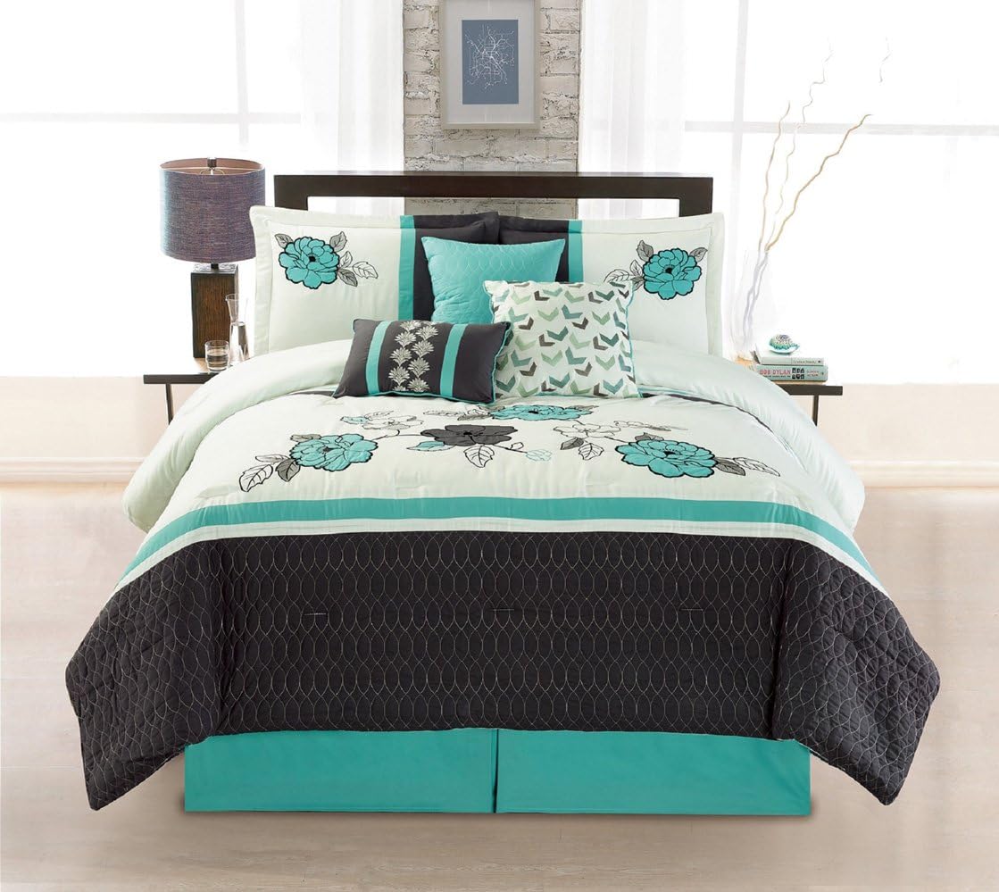 Turquoise And Gold Comforter Set 4Piece MAJESTY Luxury Gold