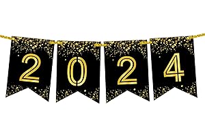 KatchOn, Glitter 2024 Banner New Year - No DIY, 8 Feet | 2024 Sign New Year for Happy New Year Decorations 2024 | Happy New Year Banner 2024 | New Years Eve Party Supplies 2024 | NYE decorations 2024