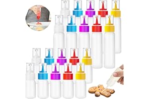ANYUMOCZ 20pcs Squeeze Writer Bottles Set,Plastic Cookie Icing Bottles,10 Each (1 and 2 Ounce)Small Easy Squeeze Bottle for Cake Sugar Cookie Decorating Supplies,Food Coloring,Frosting,Arts and Crafts Kit