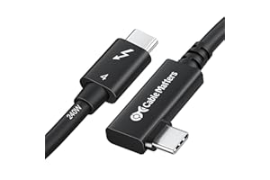[Intel Certified] Cable Matters 40Gbps Right Angle Thunderbolt 4 Cable 2.6ft / 0.8m with 8K Video, 240W Charging, Thunderbolt