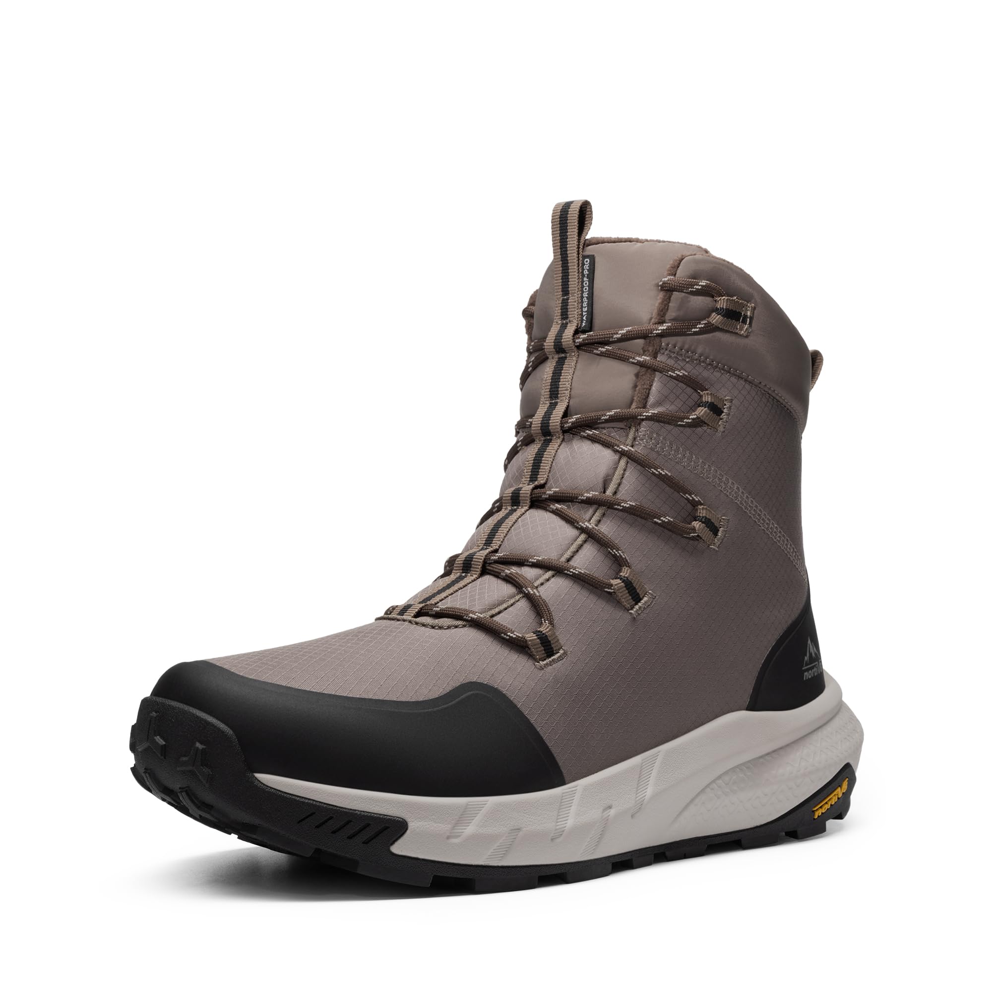 Photo 1 of NORTIV 8 Men's Wide Winter Boots Grip on Snow Ice Insulated Waterproof Lightweight Comfortable Hiking Outdoor Boots,Size 10W,Black/Coffee,SNSB25006M-W