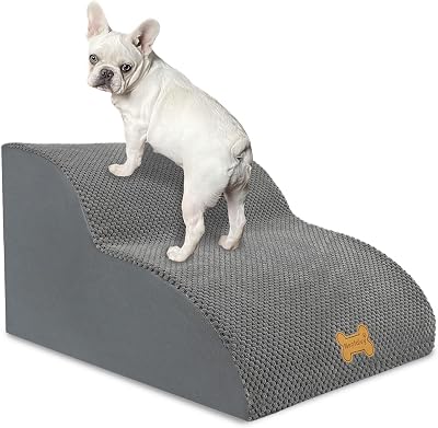 Nepfaivy Dog Steps 2-Step Stairs for Bed Non-Slip Foam 55x40x30cm
