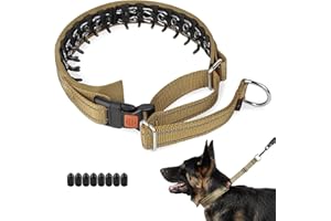 Mayerzon Martingale No Pull Collar for Medium Large Dogs German Shepherd Doberman Pitbull, Patented Anti Pull Correction Dog Collar for Walking Training, Reflective, Adjustable, Hidden(M, Khaki)