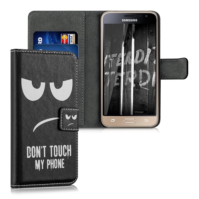 kwmobile Samsung Galaxy J3 (2016) DUOS Hülle - Kunstleder Wallet Case für Samsung Galaxy J3 (2016) DUOS mit Kartenfächern und