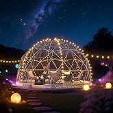 Upgraded 12FT Garden Dome Tent, Outdoor Clear Bubble Tent for 6&ndash;10 People, Geodesic Dome Greenhouse with Waterproof PVC Clear Cover, LED Lights, Window for Backyard Patio Camping Party