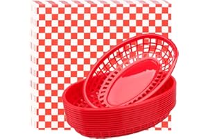 EUSOAR Bread Baskets & Deli Paper Liners, 12 pcs Bread Baskets plus 100pcs Paper Liners, Restaurant Food Serving Tray Basket Sets for Restaurant Supplies, Chicken, Burgers & Fries
