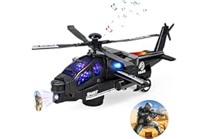 Bloolilies Helicopter Toys for Toddlers,Kids Airplanes Toys Musical Police Planes with Sound Projection Light, Bump and Go Helicopter Airplane Military Toy for 2 3 4 5 Years Old Kids Boys Girls Gifts