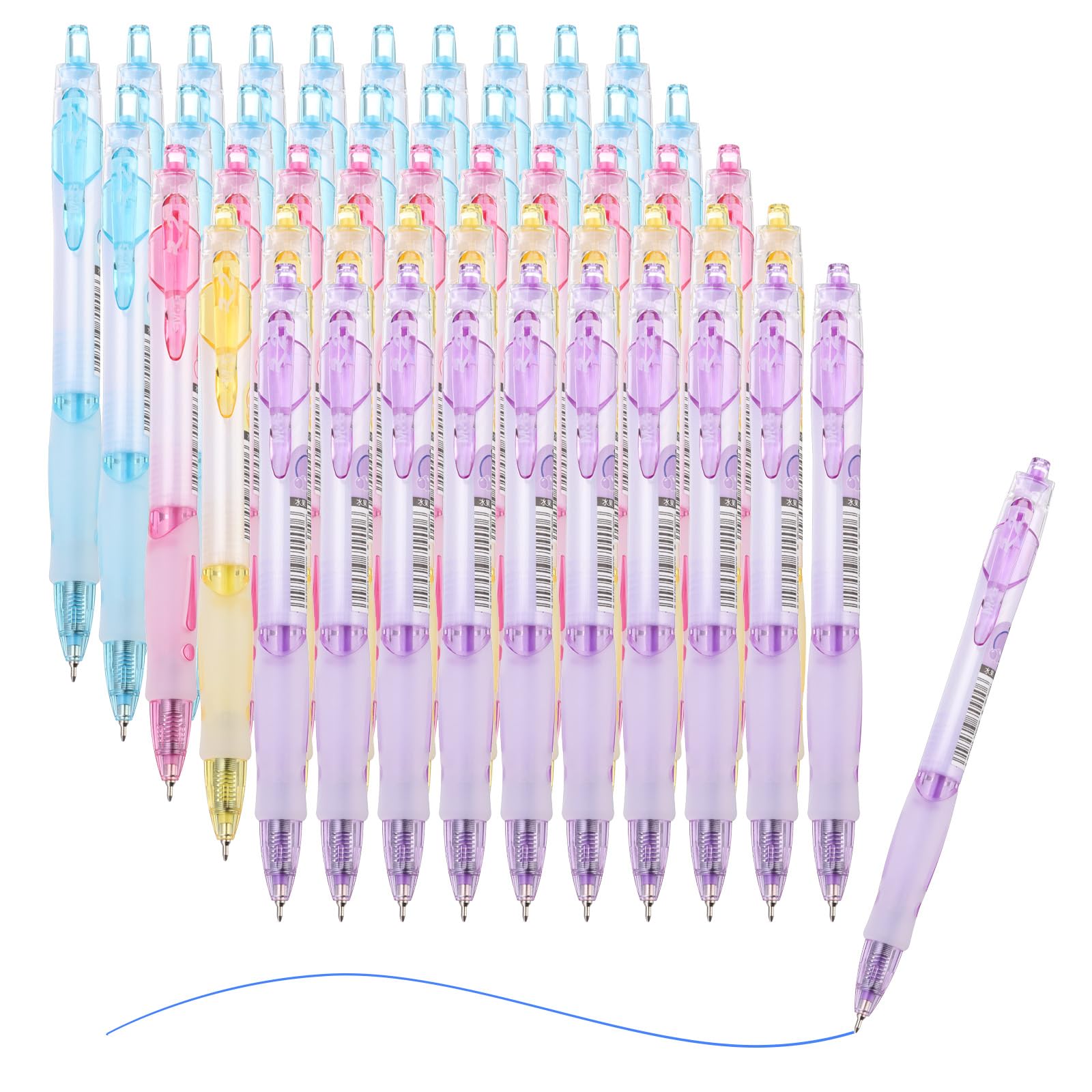 M&G Ballpoint Pen 0.38mm, 50pcs Retractable Blue Ink Click Ball Point Pen Writing Supplies for Journaling Home Office Classroom, Multicolor