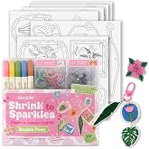 Grabie Shrink Art Craft Kit of 25+ Shapes, Markers &amp; Charms, Bloom Post | Pre-Cut Shapes, DIY Shrink Art Jewelry Making Kit, Create Charms, Rings &amp; Keychains, Beginner-Friendly Gift for Art Lovers