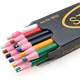 sunnates 12 Pieces Sewing Mark Pencils Tailor Marking Pen Sewing Fabric Pencil for Sewing Marking and Tracing Tools 6 Colors