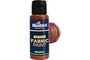 BLUEBIRD Fabric Paint, Copper Brown, 3.4 Fl Oz, Permanent Fabric Paints for Clothes, Furniture Upholstery
