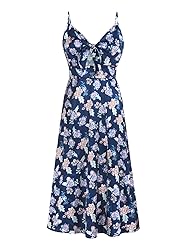 Fashionme Women Midi Satin Dresses Tie Front