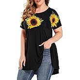 MONNURO Womens Short Sleeve Plus Size Tee Shirts Casual Loose Color Block Summer Swing Tunic Tops for Leggings