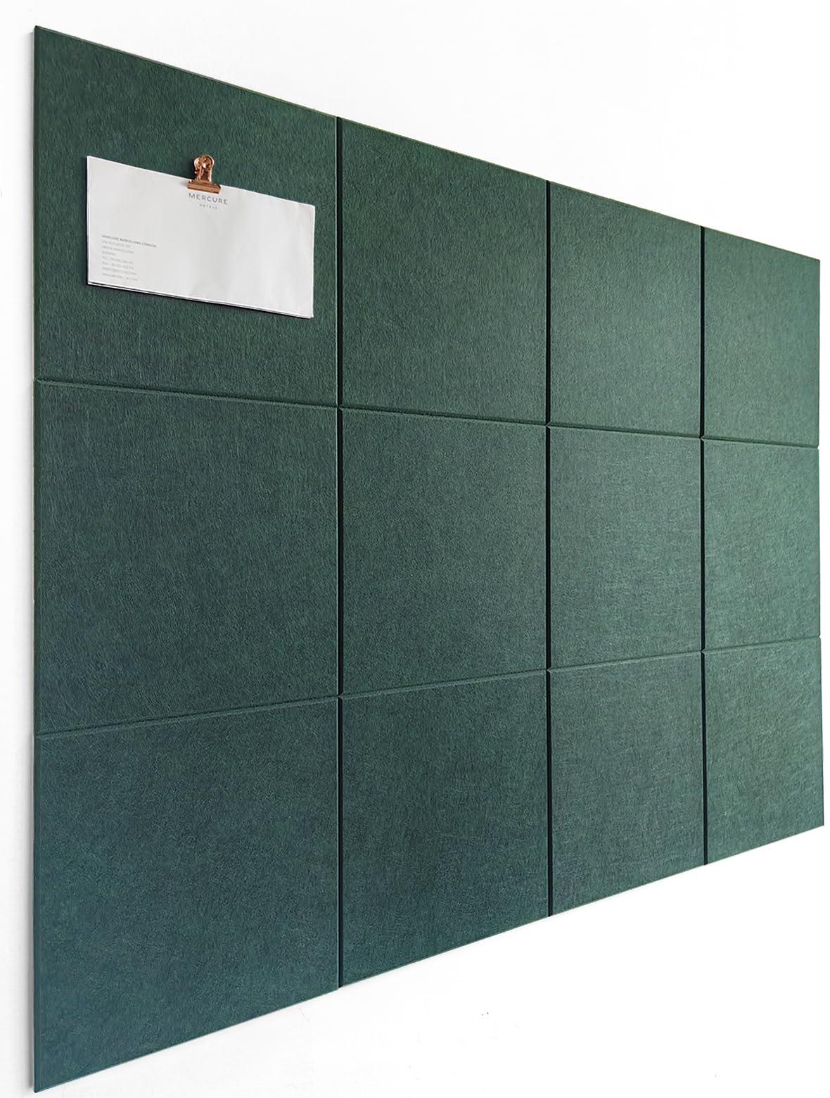Photo 1 of Large Cork Board Alternative - 47"x35" 12 Pack Felt Wall Tiles with Safe Removable Adhesive Tabs, Cork Wall Tiles Cork Board for Home Office Pin Board Tack Board 48 x 36 - Aurora Green