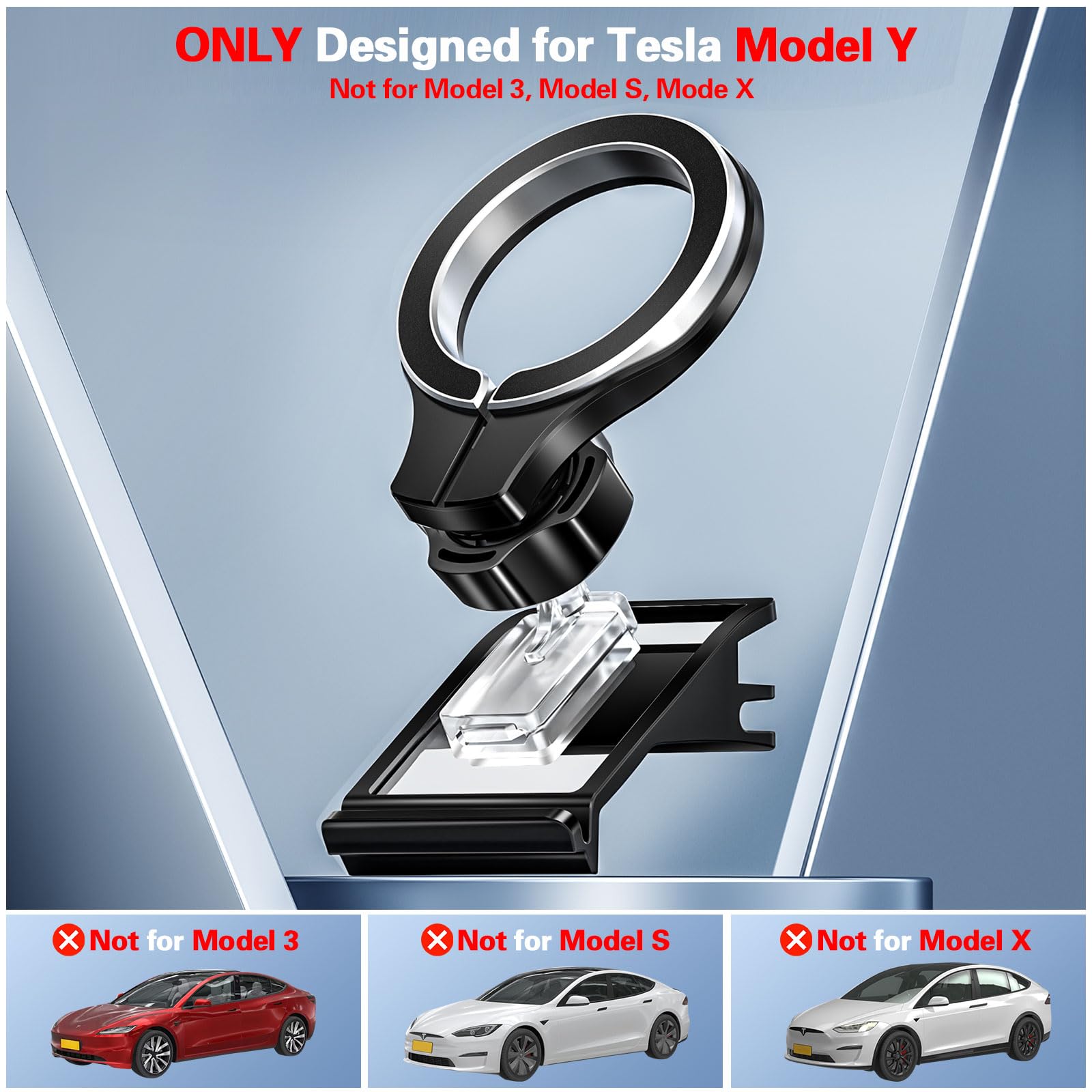 for Tesla Model Y Phone Mount: with MagSafe Dashboard Vent Holder for Tesla Model Y Accessories 2024 - Dash Car Cell Mount for iPhone 16 Samsung Smartphone All Series with Magnetic Ring