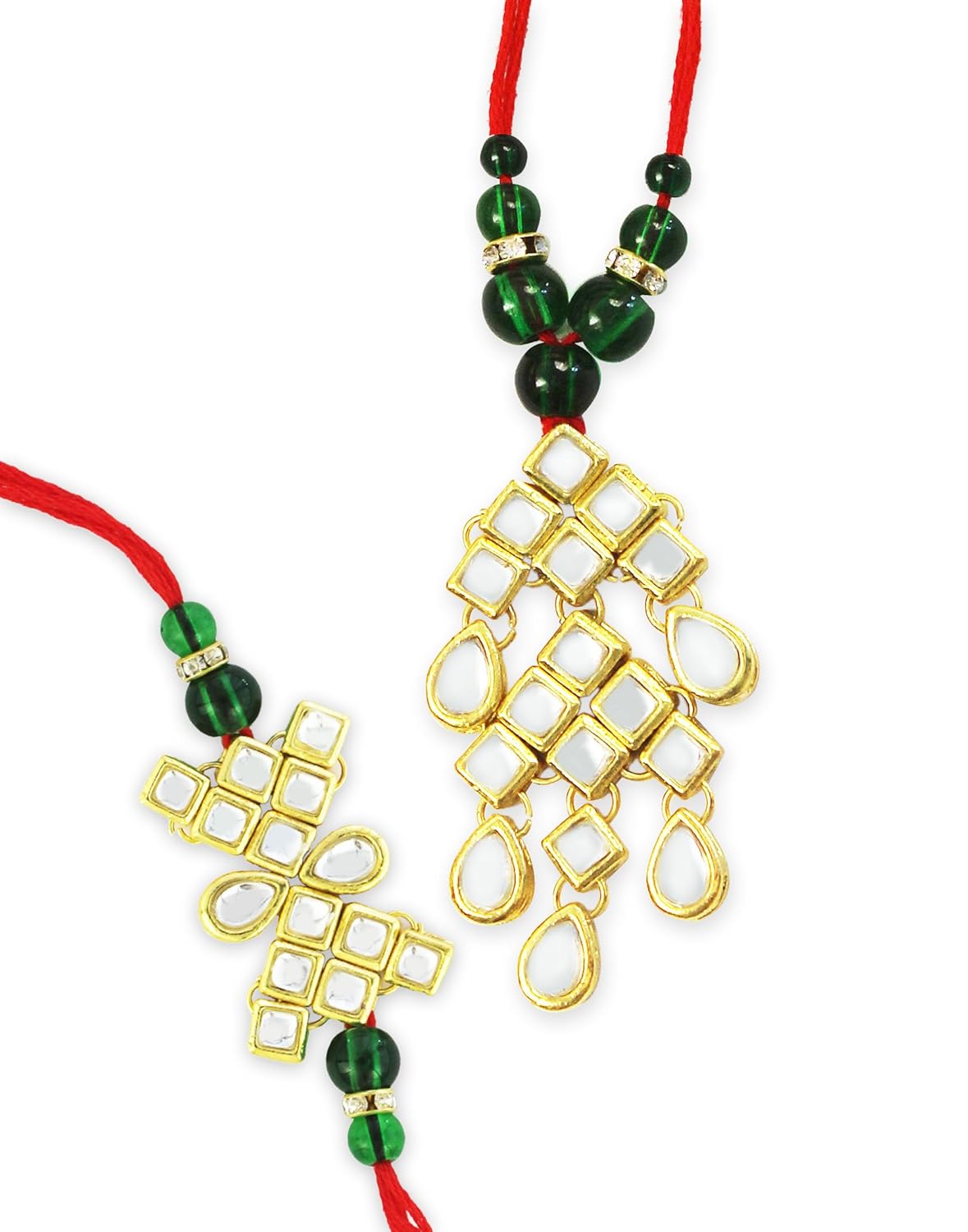 karatcart goldplated kundan rakhi for brother and bhabhi