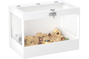 PawHut Hamster Cage with Openable Top & Lock, Transparent Acrylic Panels Small Animal Habitat with Hut, Seesaw, Ladder, for D