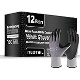 NEOTRIL Safety Work Gloves MicroFoam Nitrile Coated-3/6/12/36 Pairs,Breathable Nylon Working Gloves for Men Women