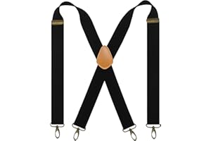 Cedrainy Suspenders For Men 1.4 Inch X Back Wide Suspender Heavy Duty Swivel Belt Loops With 4 Snap Hooks