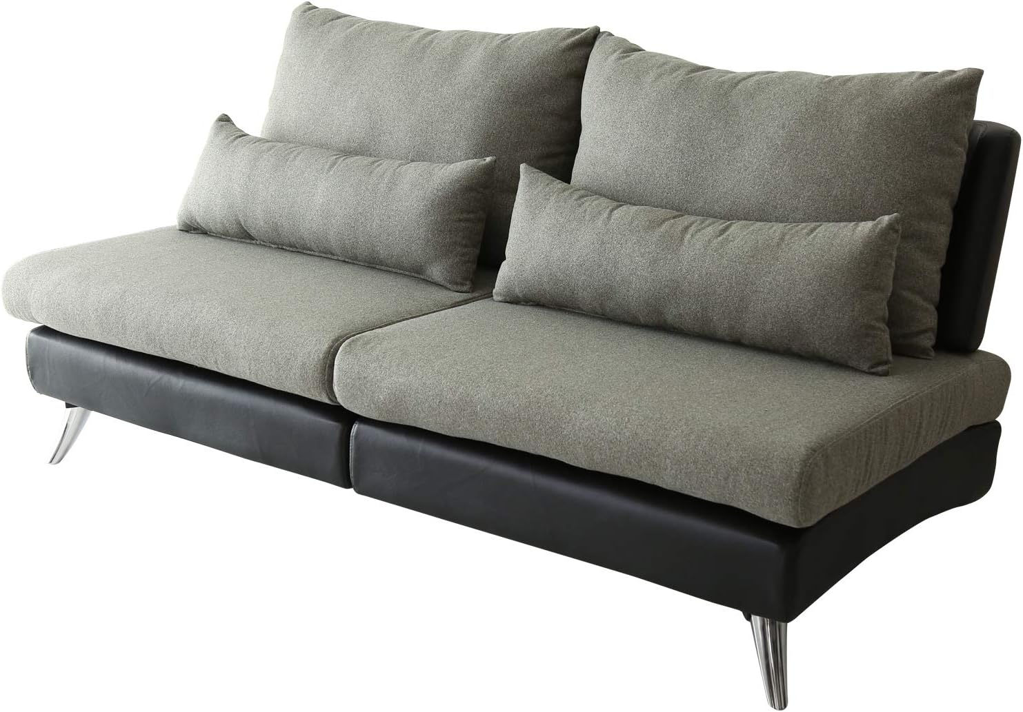 Amazon｜DORIS カウチソファー 3人掛け 幅170 レザー×ファブリック ブラック×グレー プルミエ3P｜ソファ・カウチ オンライン通販