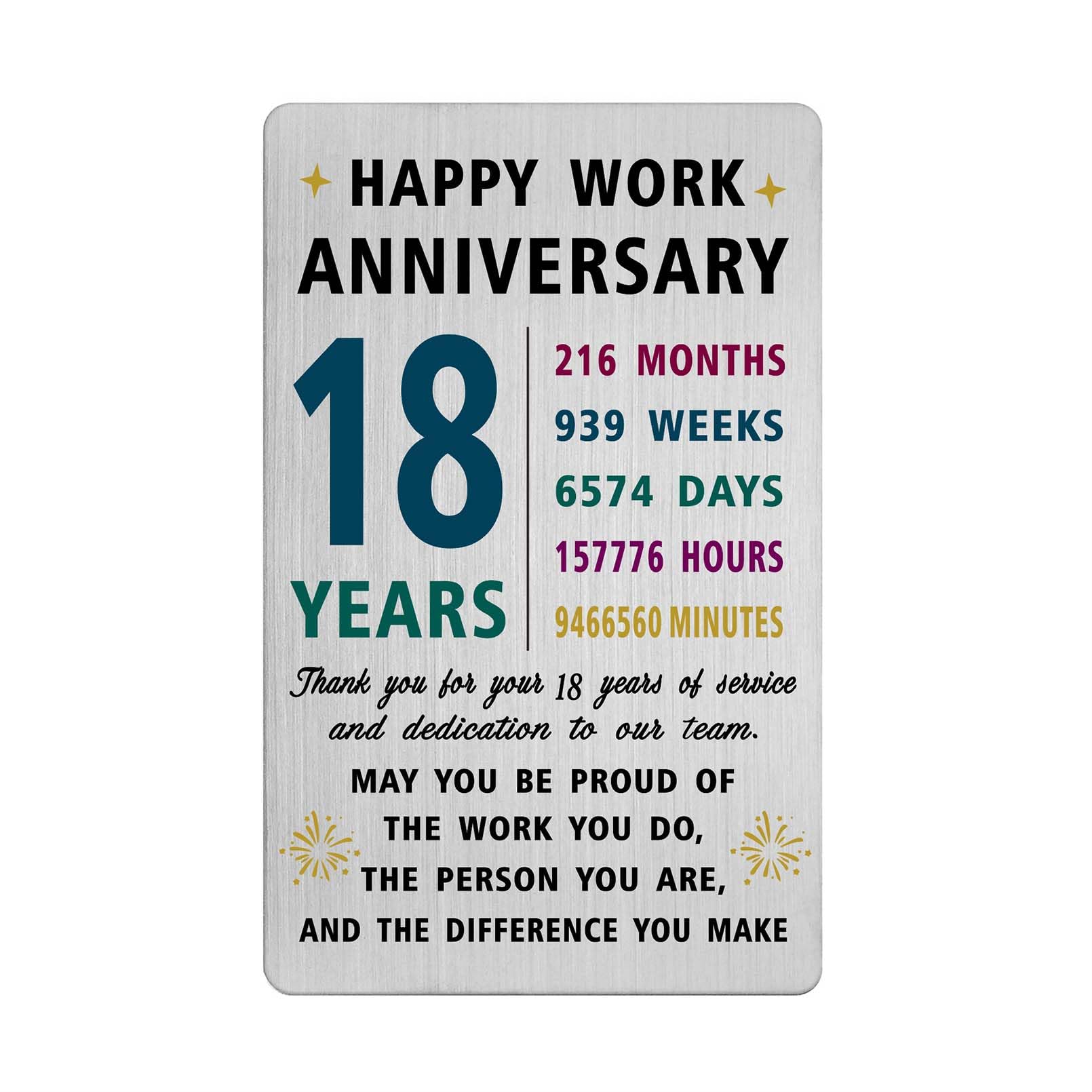 Richesele 18 Years Work Anniversary Card - Thank You 18 Year Work Service Gifts - Happy 18th Work Anniversary Decorations