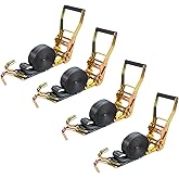 4 Pack 2 Inch Ratchet Straps Heavy Duty, 20ft Tie Down Straps Ratchet with Double J Hook, 6600lbs Break Strength, Cargo Ratchet Straps for Truck, Trailers, Motorcycle