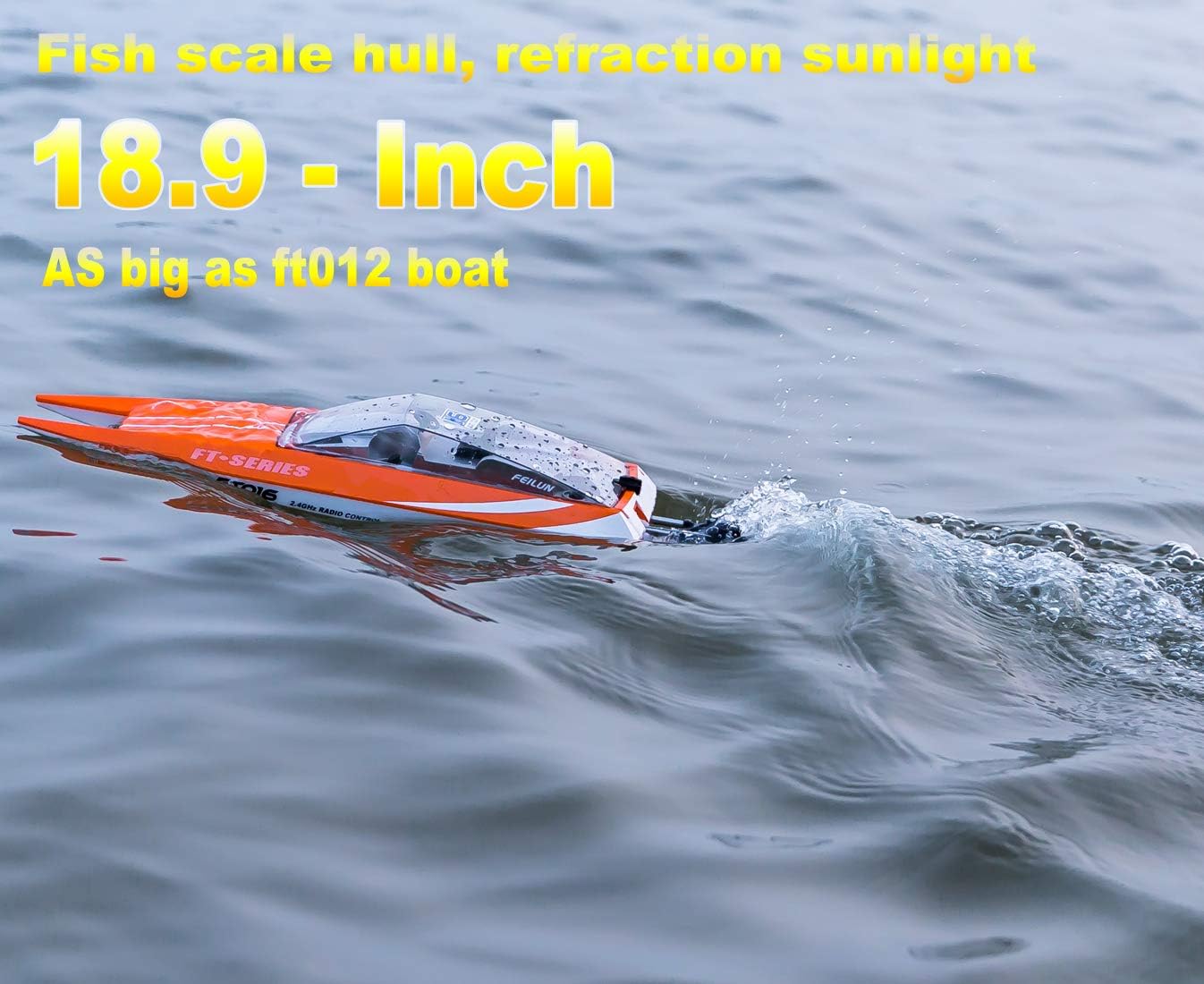 SOWOFA FT016 Remote Control Boat RC Submarine Ship Racing Speedboat 30km+ for Boys Adults Lake Pool Auto Water Cool, As Big as Feilun ft012 rc Boat (18.9")