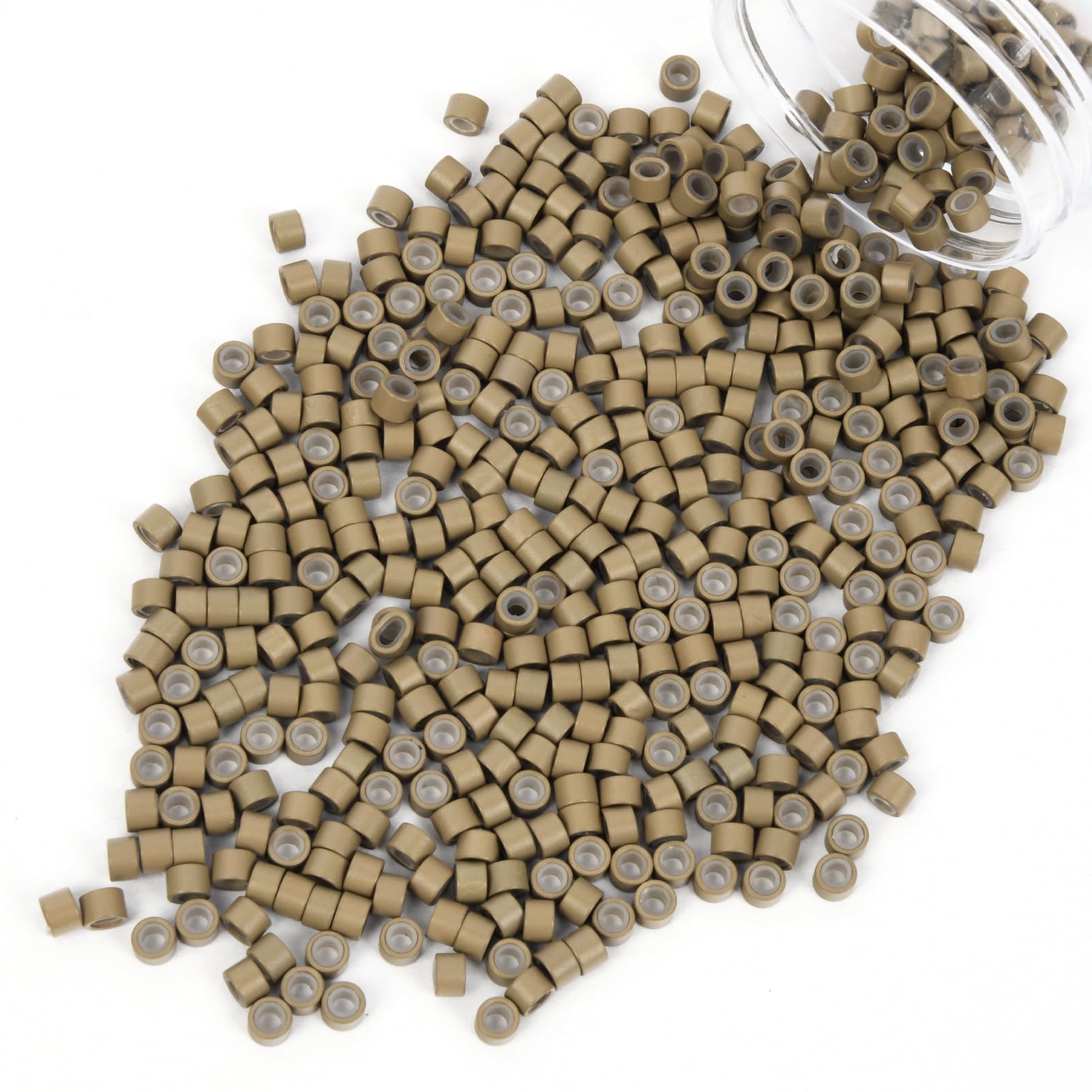 Vlasy 200 Pcs Silicone Micro Rings for I Tip Hair Extensions 5mm Micro Nano Beads Micro Links Hair Beads (Light Brown) — image 1