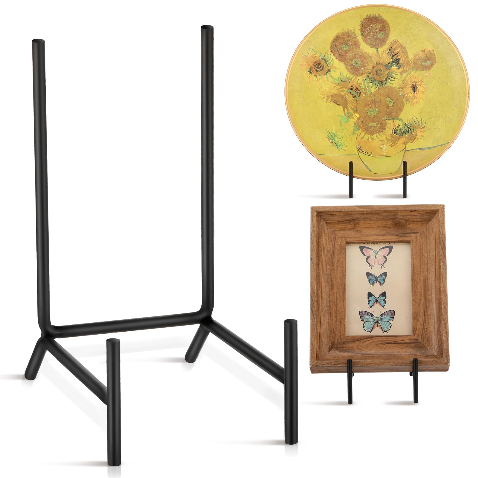 Photo 1 of RattanView 2 Pcs Plate Holder Easel Display Stand - Metal Iron Picture Frame Holder Stand -Black Tabletop Easels for Display Pictures, Decorative Plate, Book, Plaques, Photo, Tabletop Art(6 Inches)