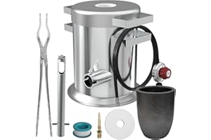 Nelyrho 6kg Stainless Steel Propane Melting Furnace Kit with Crucible and Tongs Complete Home Foundry Set for Scrap Metal Recycling Gold, Silver, Copper, and Aluminum Smelting and Refining