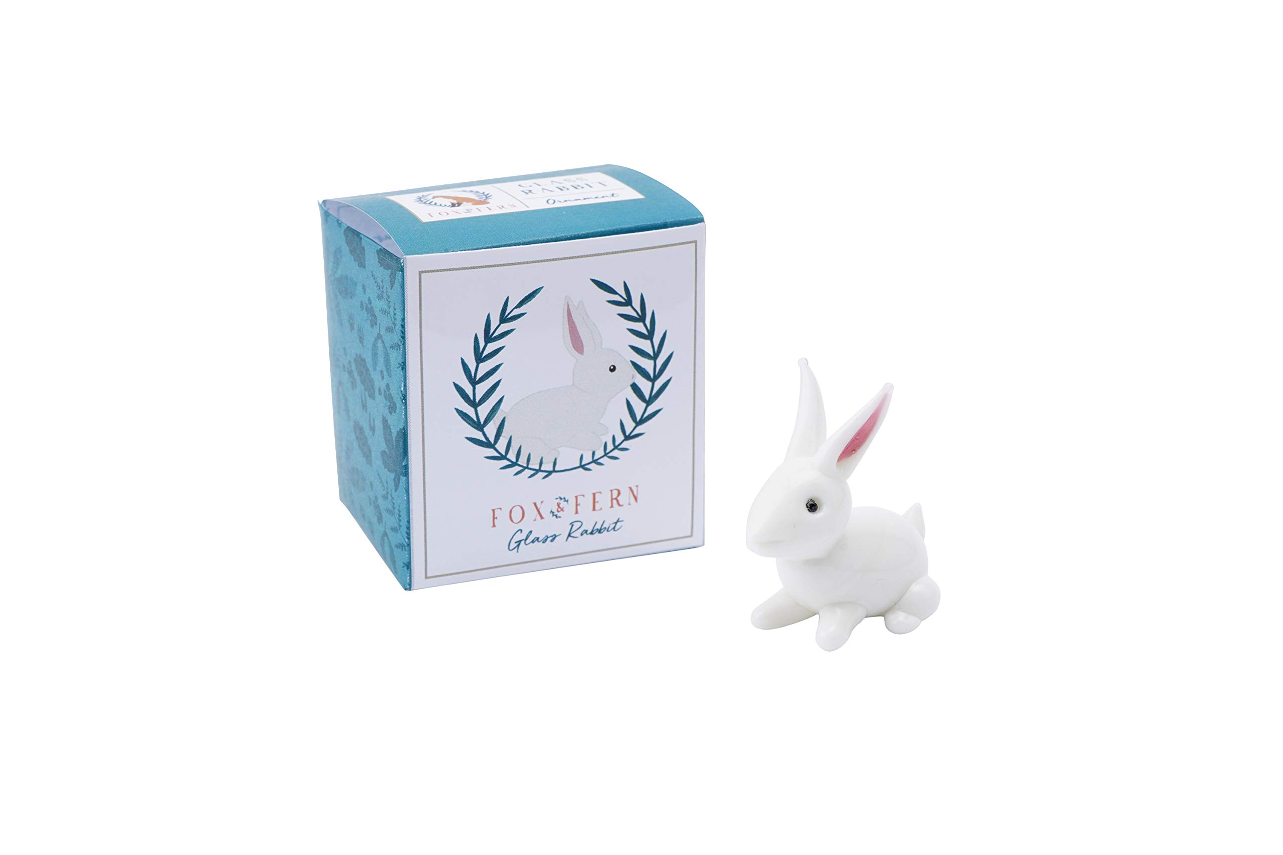 CGB Giftware | Fox and Fern Glass Ornament Rabbit Decoration in Gift Box | Fox and Fern's Range | Glass Animal | GB05450