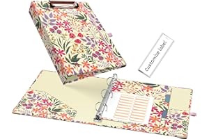 Ospelelf Mini 3 Ring Binder, 1 Inch, Cute Floral Binder for 5.5" x 8.5" with 5 Tab Dividers, File Folder Labels and Low Profile Clipboards