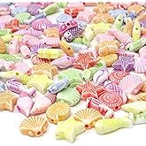 Honbay 100g (Approx.300pcs) Cute Acrylic Beads Mini Shell Fish Starfish Beads Marine Life Beads Candy Colors Spacer Beads Loose Beads for Jewelry Making and DIY Craft Accessories