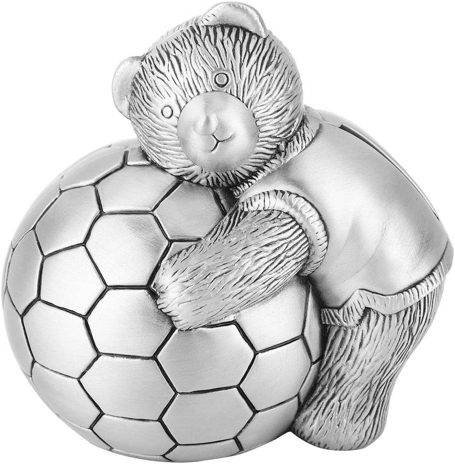 Cute Little Bear Piggy Bank, Zinc Alloy Coin Bank for Kids Boys Girls Antique Silver