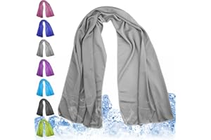 Meiyante Cooling Towel for Neck and Face - 43.3" x 15.7" - Quick-Dry Microfiber - Ideal for Hot Weather, Gym, Fitness, Camping, Yoga - Light-Gray
