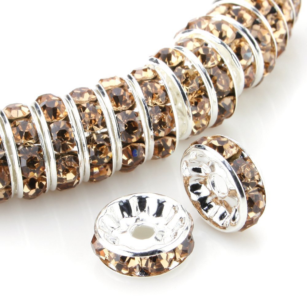 RUBYCA 100pcs Round Rondelle Spacer Charm Bead 5mm Silver Tone Light Colorado Fine Czech Crystal DIY — image 1