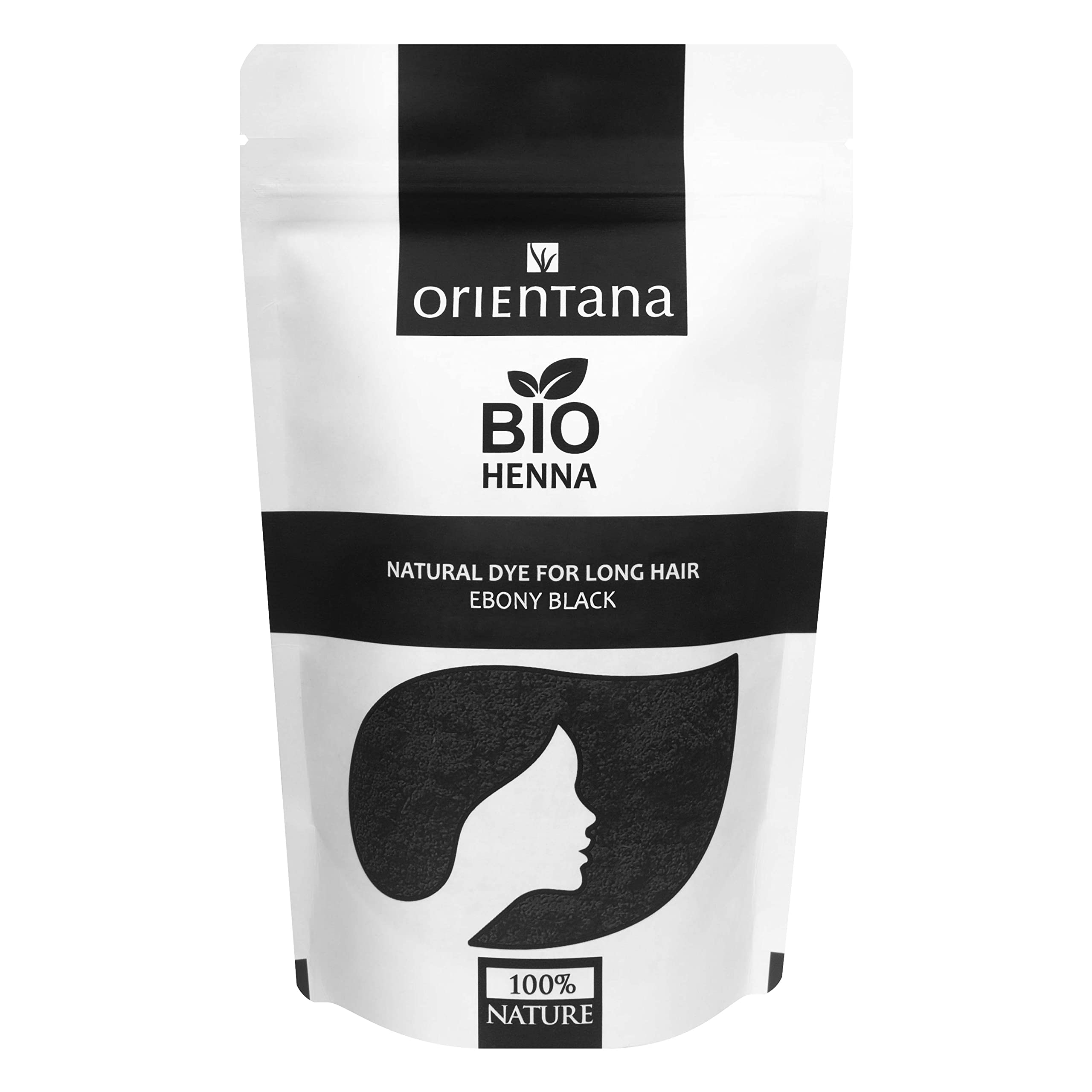 Orientana - Bio Hair Henna Ebony Black | 100% Natural Vegan Herbal Powder For Hair Dye | Ebony Black For Long Hair | Hair Growth Herbal Permanent Colour | Nourish Shine & Volume - 100g