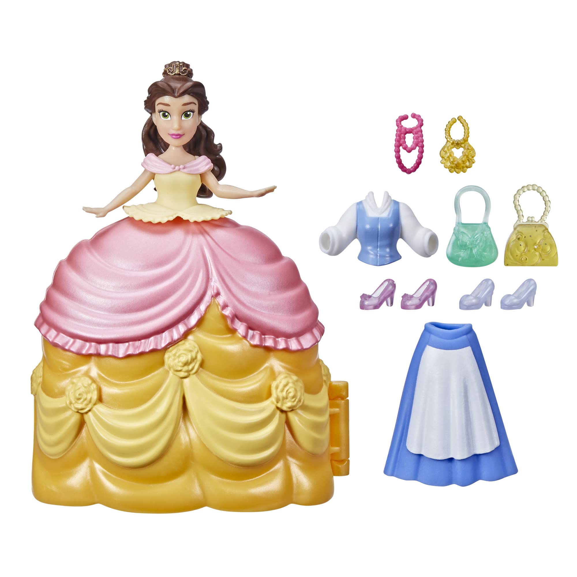 Hasbro Disney Princess Secret Styles Fashion Surprise Belle Mini Doll Playset with Clothes and Accessories for Girls Ages 4+